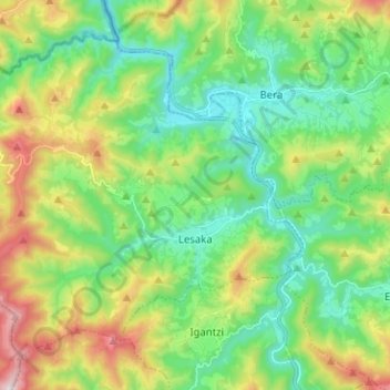 Mappa topografica Lesaca, altitudine, rilievo