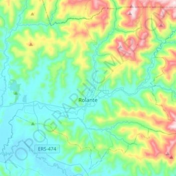 Mappa topografica Rolante, altitudine, rilievo