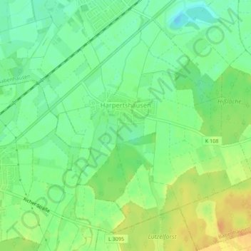 Mappa topografica Harpertshausen, altitudine, rilievo