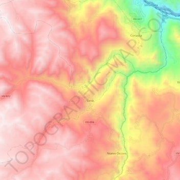 Mappa topografica Laria, altitudine, rilievo