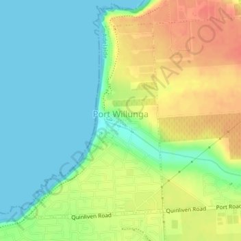 Mappa topografica Port Willunga, altitudine, rilievo