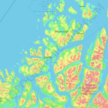 Mappa topografica Tromsø, altitudine, rilievo