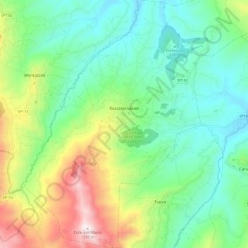 Mappa topografica Roccaspinalveti, altitudine, rilievo