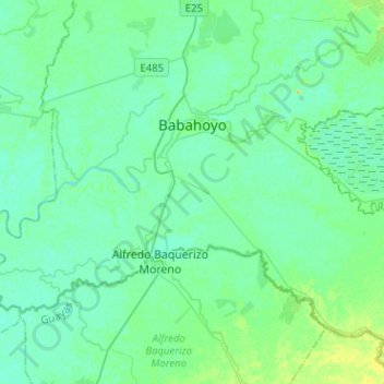 Mappa topografica Babahoyo, altitudine, rilievo