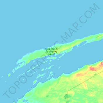 Mappa topografica Long Island, altitudine, rilievo