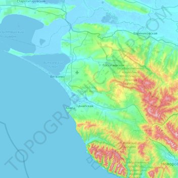 Mappa topografica городской округ Анапа, altitudine, rilievo