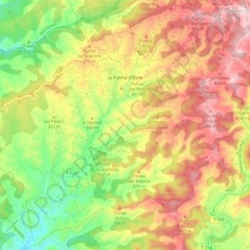 Mappa topografica la Palma d'Ebre, altitudine, rilievo
