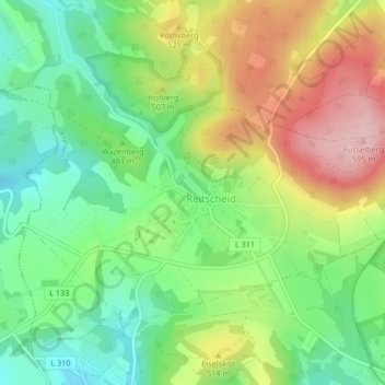 Mappa topografica Reitscheid, altitudine, rilievo
