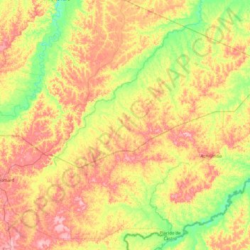Mappa topografica Senador Guiomard, altitudine, rilievo