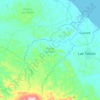 Mappa topografica Distrito Guararé, altitudine, rilievo
