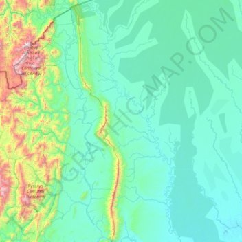 Mappa topografica Zona Reservada Santiago-Comaina, altitudine, rilievo