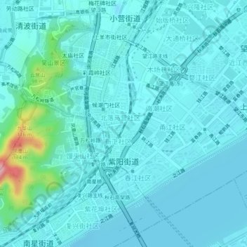 Mappa topografica 紫阳街道, altitudine, rilievo