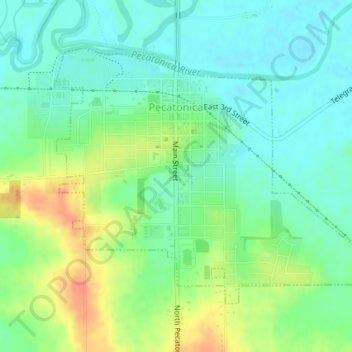 Mappa topografica Pecatonica, altitudine, rilievo