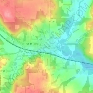 Mappa topografica Lucas, altitudine, rilievo