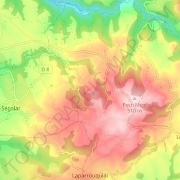 Mappa topografica Laparrouquial, altitudine, rilievo