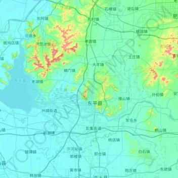 Mappa topografica 东平县, altitudine, rilievo