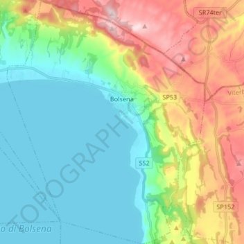 Mappa topografica Bolsena, altitudine, rilievo