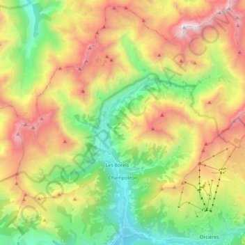Mappa topografica Champoléon, altitudine, rilievo