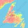 Mappa topografica Newfoundland, altitudine, rilievo