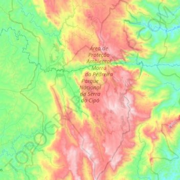 Mappa topografica Parque Nacional da Serra do Cipó, altitudine, rilievo