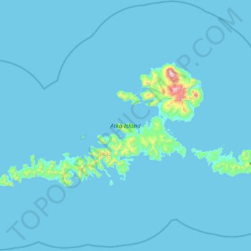 Mappa topografica Atka Island, altitudine, rilievo