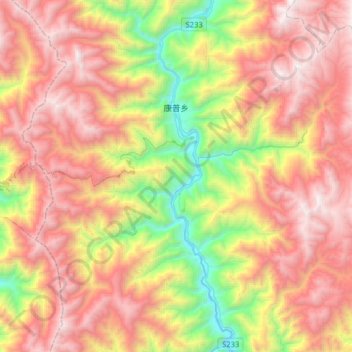 Mappa topografica 康普乡, altitudine, rilievo