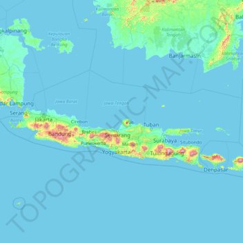 Mappa topografica Jawa, altitudine, rilievo