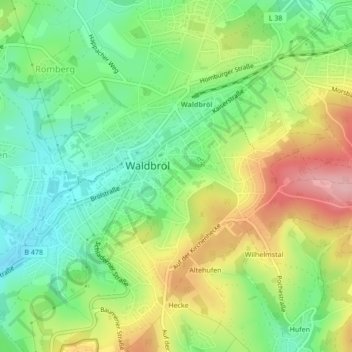 Mappa topografica 51545, altitudine, rilievo