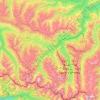Mappa topografica Архызское сельское поселение, altitudine, rilievo