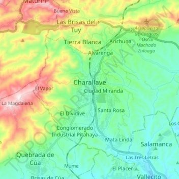 Mappa topografica Parroquia Charallave, altitudine, rilievo