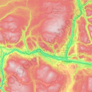 Mappa topografica Area J (Copper Desert Country), altitudine, rilievo