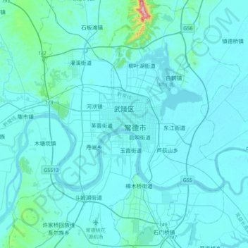 Mappa topografica 武陵区, altitudine, rilievo