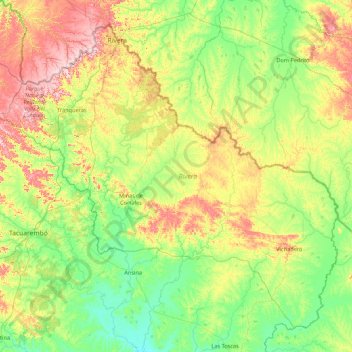 Mappa topografica Rivera, altitudine, rilievo