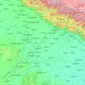 Mappa topografica Yamuna, altitudine, rilievo