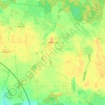 Mappa topografica Behrenhoff, altitudine, rilievo