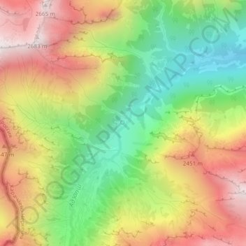 Mappa topografica Кислые источники, altitudine, rilievo
