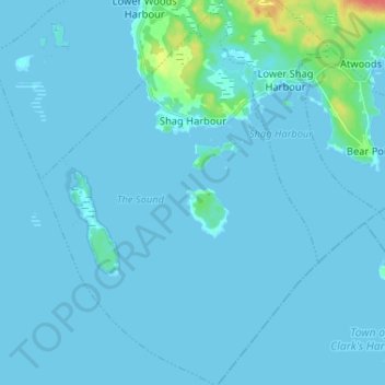 Mappa topografica Shag Harbour, altitudine, rilievo