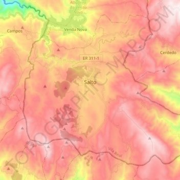 Mappa topografica Salto, altitudine, rilievo