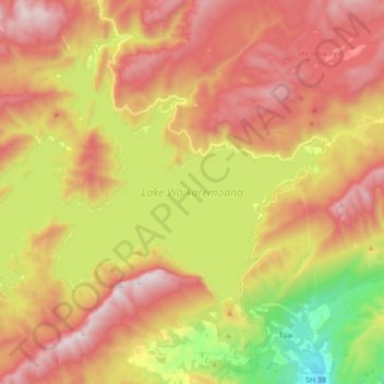 Mappa topografica Lake Waikaremoana, altitudine, rilievo