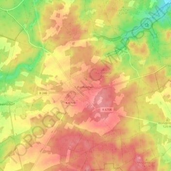 Mappa topografica Fünfeichen, altitudine, rilievo