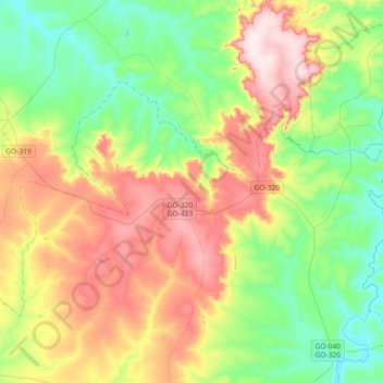 Mappa topografica Joviânia, altitudine, rilievo