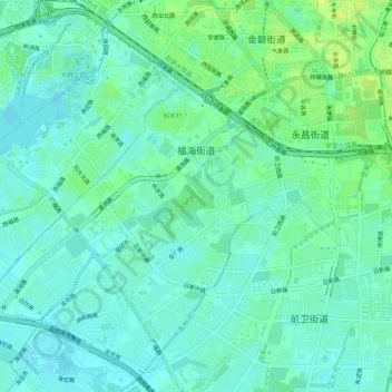 Mappa topografica 福海街道, altitudine, rilievo