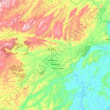 Mappa topografica Amaraji, altitudine, rilievo