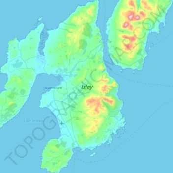 Mappa topografica Islay, altitudine, rilievo