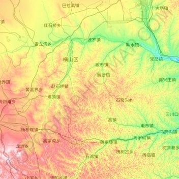 Mappa topografica 横山区, altitudine, rilievo