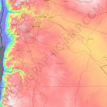 Mappa topografica Amman, altitudine, rilievo