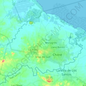Mappa topografica Distrito Chitré, altitudine, rilievo