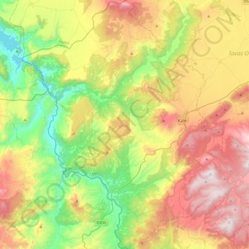 Mappa topografica Kale, altitudine, rilievo