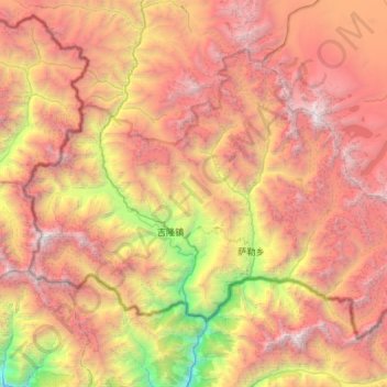 Mappa topografica 吉隆镇, altitudine, rilievo