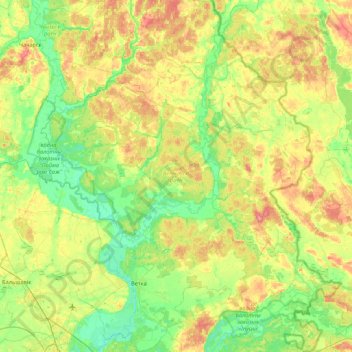 Mappa topografica Ветковский район, altitudine, rilievo